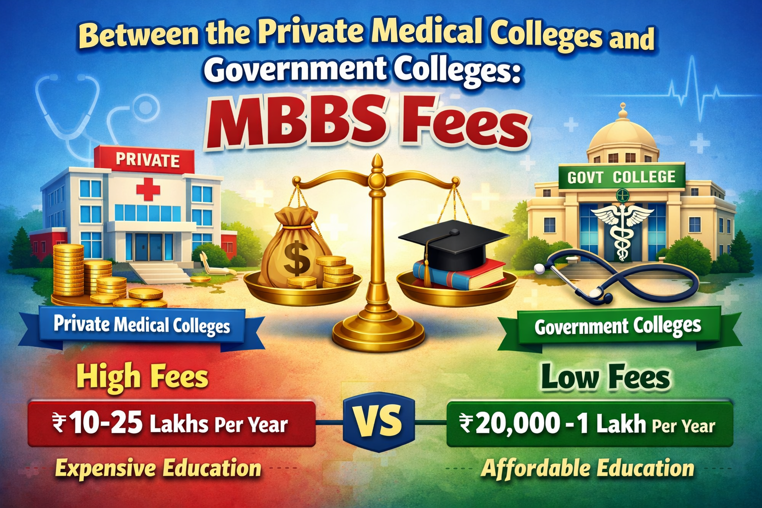 The Between the Private Medical Colleges and Government Colleges :MBBS Fees